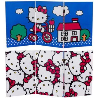Oriental Furniture 23.75'' x 47.25'' Tall Double Sided Hello Kitty Bicycle 3 Panel Room Divider