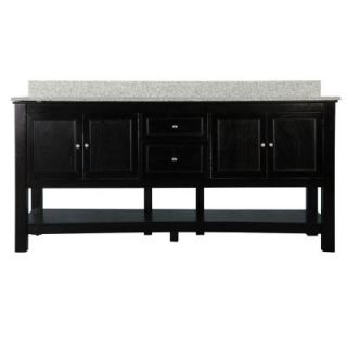 Home Decorators Collection Gazette 72 in. Vanity Combo in Espresso with Granite Vanity Top in Rushmore Grey and 2 Undermount Sinks in White GAEAT7222D