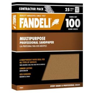 Fandeli 9 in. x 11 in. 100 Grit Coarse Premium Aluminum Oxide Sandpaper (25 Pack) 36025