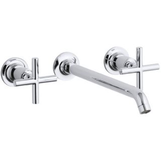 Purist Widespread Wall Mount Bathroom Faucet Trim with Cross Handles