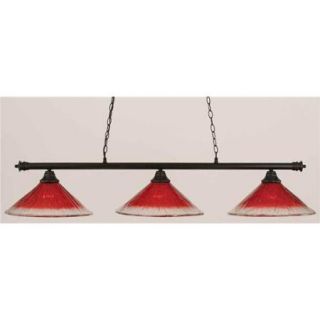 3 Light Billiard Bar with 16 in. Raspberry Crystal Shade