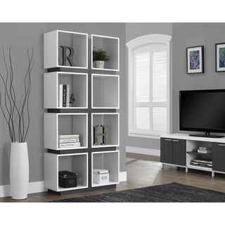 White and Grey Hollow Core 71 inch Bookcase   Shopping