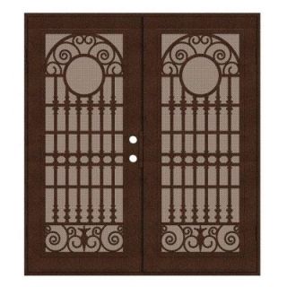 Unique Home Designs 72 in. x 80 in. Spaniard Copperclad Left Hand Surface Mount Aluminum Security Door with Desert Sand Perforated Screen 1S2029KL1CCP3A