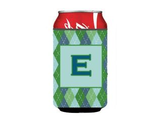 Letter E Initial Monogram   Blue Argoyle Can or Bottle Beverage Insulator Hugger