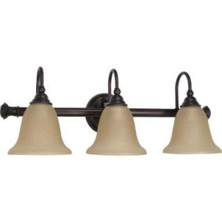 Glomar 3 Light Old Bronze Vanity Light with Amber Water Glass HD 109