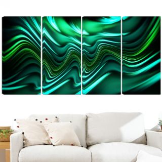 Design Art Emerald Energy Green 4 Piece Graphic Art on Wrapped Canvas