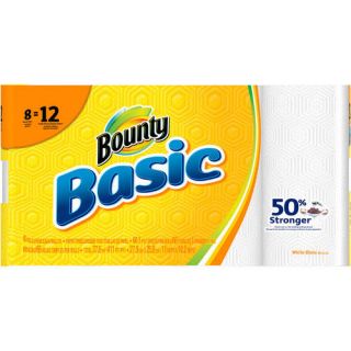 Bounty Basic Paper Towels, White, 8 Giant Rolls