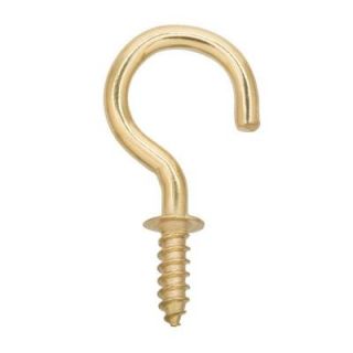 Everbilt 1/2 in. Brass Plated Steel Cup Hooks (4 Pack) 15671