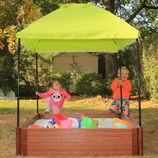 Frame It All Two Inch Series Composite Square Sandbox Kit with Canopy and Cover