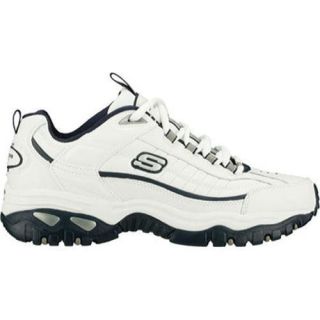 Mens Skechers Energy After Burn White Leather/Navy Trim (WNV