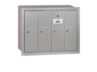 Salsbury 3504ASP Vertical Mailbox (Includes Master Commercial Lock)   4 Doors   Aluminum   Surface Mounted   Private Access