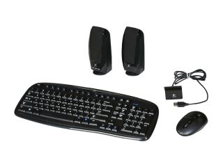 Logitech EX100 Black Cordless Desktop Keyboard, Optical Mouse & Speaker Kit