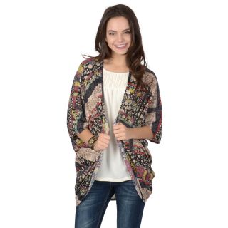 Journee Collection Womens Dolman Sleeve Open Front Mix Print Cardigan