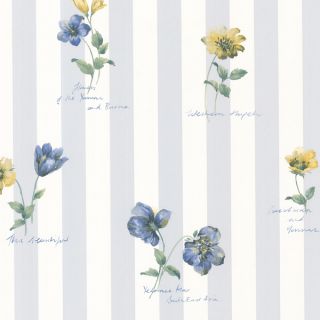 Syringa Floral Blue Stripe Wallpaper   16142358  