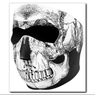 Zan Headgear Full Face Neoprene Mask Black & White Skull Face