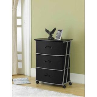 Mainstays 3 Drawer Wide Fabric Cart, Black