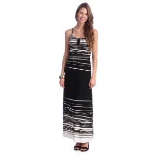 Womens Black and White Striped Maxi Dress   Shopping   Top