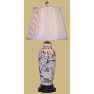 Oriental Furniture Porcelain Lily Vase 25'' H Table Lamp with Empire Shade