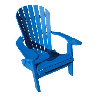 Phat Tommy Marina Blue Plastic Folding Patio Adirondack Chair