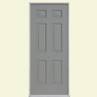Masonite 30 in. x 80 in. 6 Panel Painted Steel Prehung Front Door with No Brickmold 34115