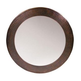The Copper Factory 19 1/2 in. x 19 1/2 in. Round Single Wall Mirror in Antique Copper CF139AN