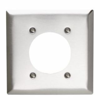Pass & Seymour 2 Gang 1 Power Outlet Wall Plate   Stainless Steel SL703CC12