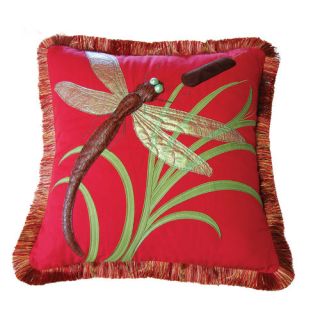 Sea Life Dragonflies and Cattails Cotton Throw Pillow by Rightside