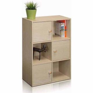 Furinno 11189 Pasir 3 Tier Shelf with 3 Doors with Round Handle