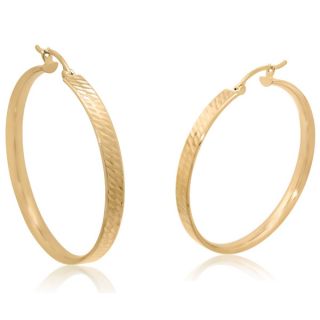 Gioelli 14k Yellow Gold 40mm Diamond cut Hoop Earrings   16178217
