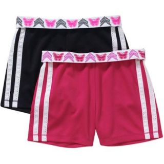 Faded Glory Girls' Solid Mesh Shorts, 2 Pack