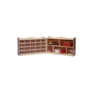 5 Section Storage w 20 Tray Cubbies in Natural Finish (Without Trays)