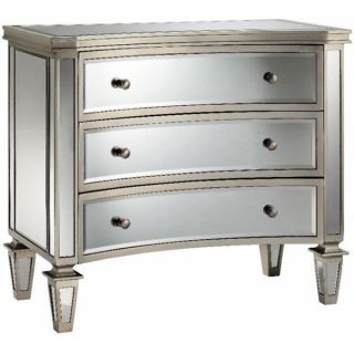 Hand Painted Distressed Black Finish Mirrored Accent Chest