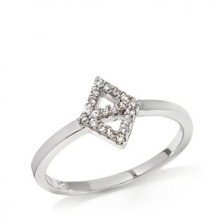 Mateo Bijoux White Zircon Diamond Shaped Sterling Silver Band Ring   7629825