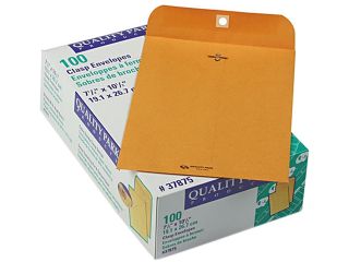 Quality Park Clasp Envelope, 7 1/2 x 10 1/2, 28lb, Light Brown, 100/Box
