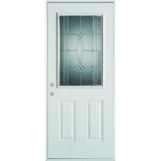 Stanley Doors 32 in. x 80 in. Diamanti Classic Zinc 1/2 Lite 2 Panel Prefinished White Steel Prehung Front Door 1534S S 32 R Z