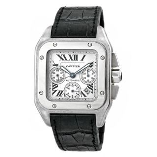 Cartier Mens W20090X8 Santos 100 Square Black Strap Watch   16811341
