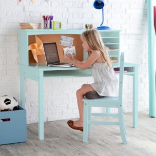 Guidecraft Media Desk & Chair Set   Teal   Kids Desks