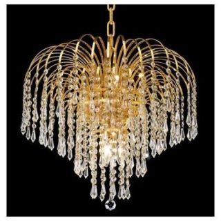 Falls Clear Crystal Chandelier w 6 Lights in Gold (Elegant Cut)