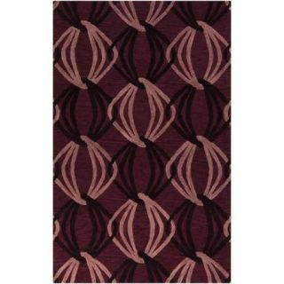3.25' x 5.25' Joining Links Mauve and Brown New Zealand Wool Area Throw Rug