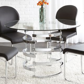 Steve Silver Tayside Tempered Glass Top Dining Table   Dining Tables
