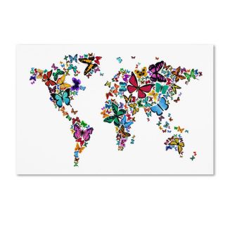 Michael Tompsett Butterflies Map of the World Canvas Art  