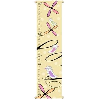 Flowers on Pink Children Canvas Growth Chart