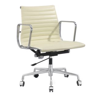 Quattro Modern Office Chair in Cream Italian Leather