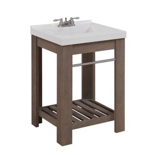 allen + roth Strabury Specialty Driftwood Integral Single Sink Bathroom Vanity with Cultured Marble Top (Common 24 in x 21 in; Actual 24 in x 21.5 in)