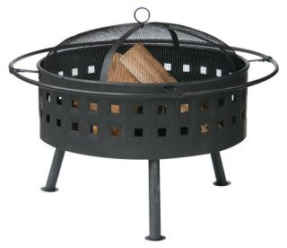 Uniflame 32 in. Round Wood Burning Fire Bowl with Lattice Design   Fire Pits
