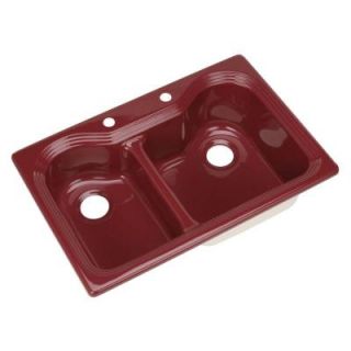 Thermocast Breckenridge Drop In Acrylic 33 in. 2 Hole Double Bowl Kitchen Sink in Ruby 46266