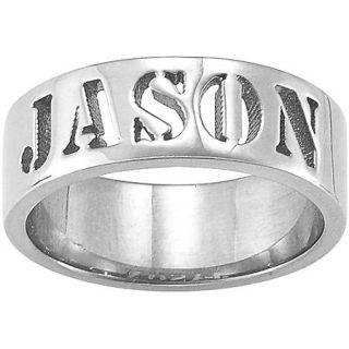Personalized Men's Sterling Silver "Stencil" Name Band