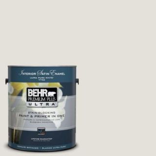 BEHR Premium Plus Ultra 1 Gal. No.UL260 13 Painter's White Interior Satin Enamel Paint 775001