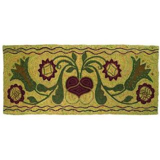 Homespice Decor Hooked Green Padula Flowers Area Rug