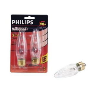 Philips 60W Equivalent Halogen F10.5 Blunt Tip Candle Light Bulb (2 Pack) 144543